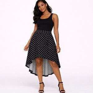Robert Louis black and white polka dots high low skirt Size: S